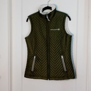 Free Country Women's Olive Green & White Sherpa Lined Vest, Sz Small